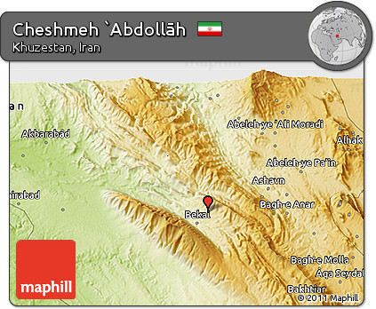 Physical 3D Map of Cheshmeh `Abdollāh