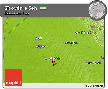 Physical 3D Map of Gīsovān-e Seh