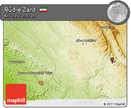 Physical 3D Map of Rūd-e Zard
