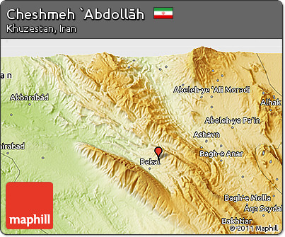 Physical 3D Map of Cheshmeh `Abdollāh