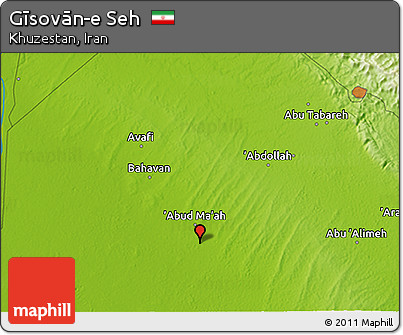 Physical 3D Map of Gīsovān-e Seh