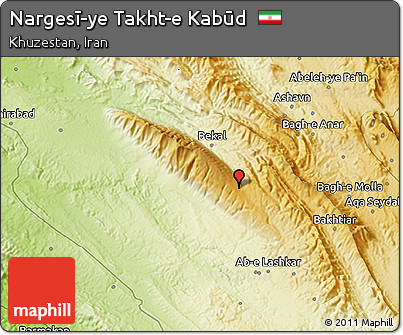 Physical 3D Map of Nargesī-ye Takht-e Kabūd