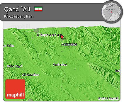 Political 3D Map of Qand `Alī
