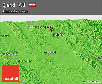 Political 3D Map of Qand `Alī