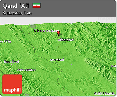 Political 3D Map of Qand `Alī