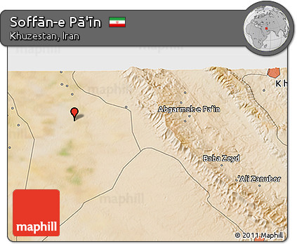 Satellite 3D Map of Soffān-e Pā'īn