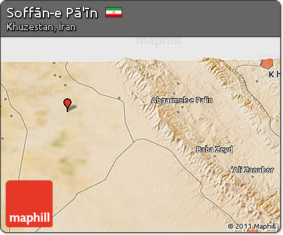 Satellite 3D Map of Soffān-e Pā'īn
