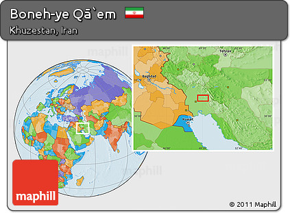 Political Location Map of Boneh-ye Qā`em