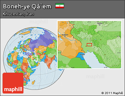 Political Location Map of Boneh-ye Qā`em