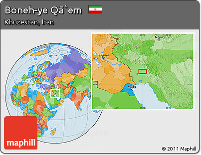 Political Location Map of Boneh-ye Qā`em