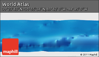 Physical Panoramic Map of the Area around 31° 39' 38" N, 49° 13' 30" W