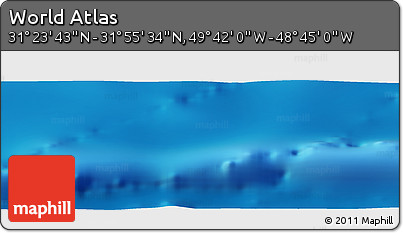 Physical Panoramic Map of the Area around 31° 39' 38" N, 49° 13' 30" W