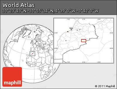 Blank Location Map of the Area around 31° 39' 38" N, 4° 10' 30" W