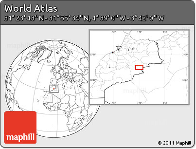 Blank Location Map of the Area around 31° 39' 38" N, 4° 10' 30" W