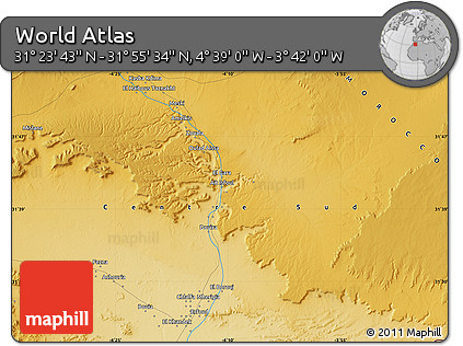 Physical Map of the Area around 31° 39' 38" N, 4° 10' 30" W
