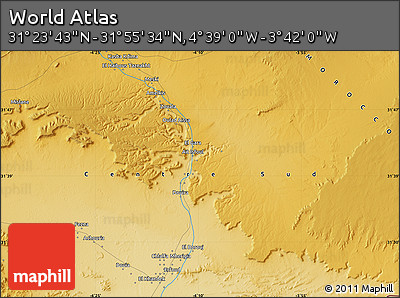 Physical Map of the Area around 31° 39' 38" N, 4° 10' 30" W