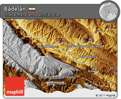 Physical 3D Map of Bādelān