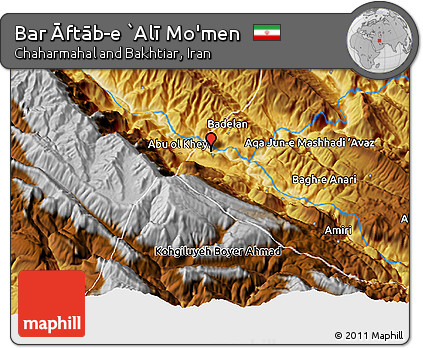 Physical 3D Map of Bar Āftāb-e `Alī Mo'men