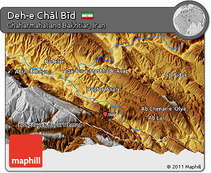 Physical 3D Map of Deh-e Chāl Bīd