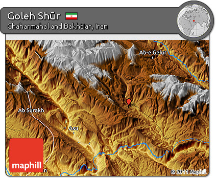 Physical 3D Map of Goleh Shūr