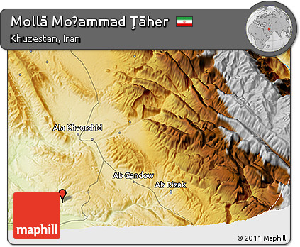 Physical 3D Map of Mollā Moḩammad Ţāher