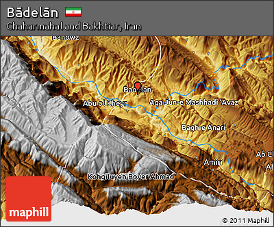 Physical 3D Map of Bādelān