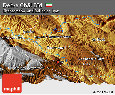 Physical 3D Map of Deh-e Chāl Bīd