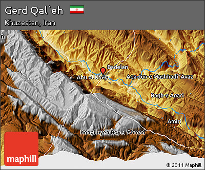 Physical 3D Map of Gerd Qal`eh