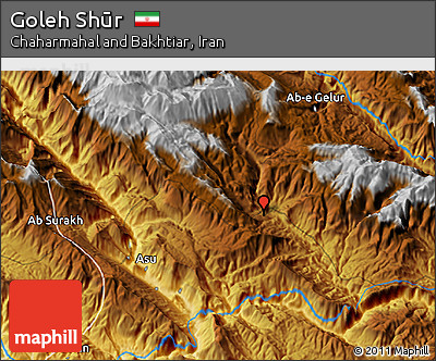 Physical 3D Map of Goleh Shūr