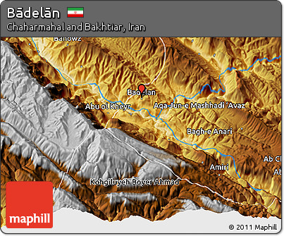 Physical 3D Map of Bādelān