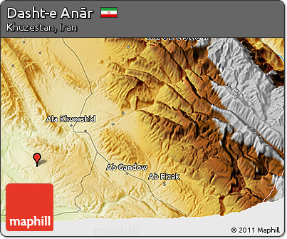 Physical 3D Map of Dasht-e Anār