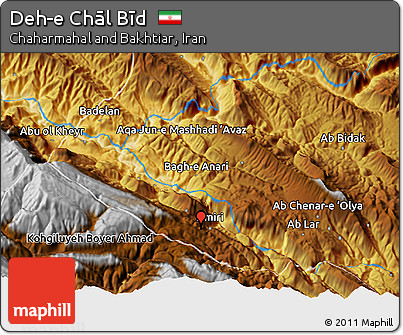 Physical 3D Map of Deh-e Chāl Bīd