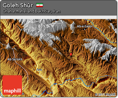 Physical 3D Map of Goleh Shūr