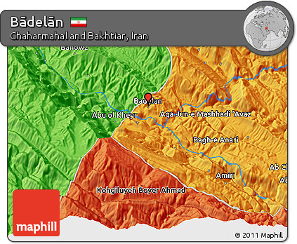 Political 3D Map of Bādelān