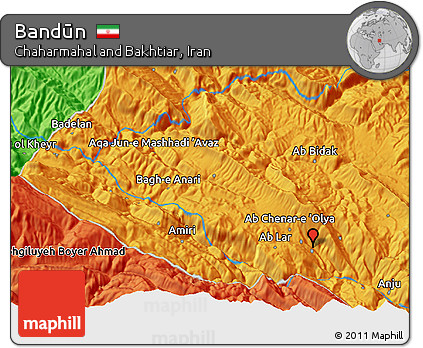 Political 3D Map of Bandūn