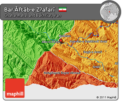 Political 3D Map of Bar Āftāb-e Z̧afarī
