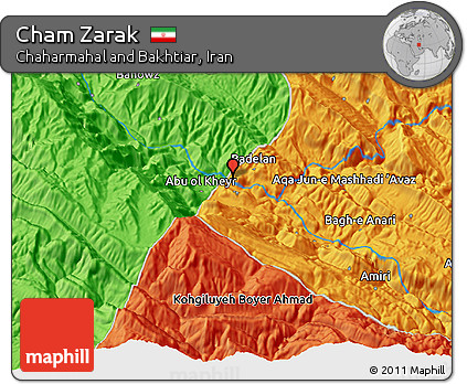 Political 3D Map of Cham Zarak