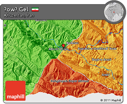 Political 3D Map of Ḩowẕ Gel
