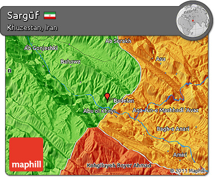 Political 3D Map of Sargūf