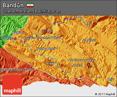 Political 3D Map of Bandūn