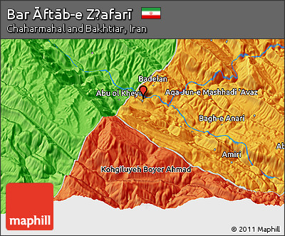 Political 3D Map of Bar Āftāb-e Z̧afarī