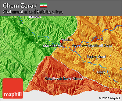 Political 3D Map of Cham Zarak