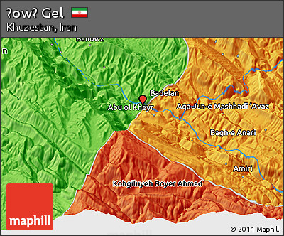 Political 3D Map of Ḩowẕ Gel