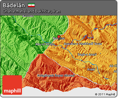 Political 3D Map of Bādelān