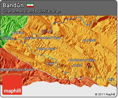 Political 3D Map of Bandūn