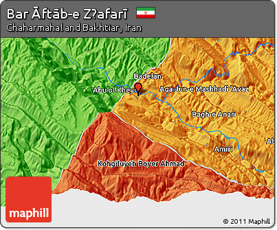 Political 3D Map of Bar Āftāb-e Z̧afarī
