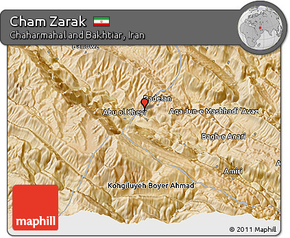 Satellite 3D Map of Cham Zarak