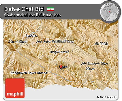 Satellite 3D Map of Deh-e Chāl Bīd