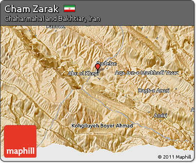 Satellite 3D Map of Cham Zarak