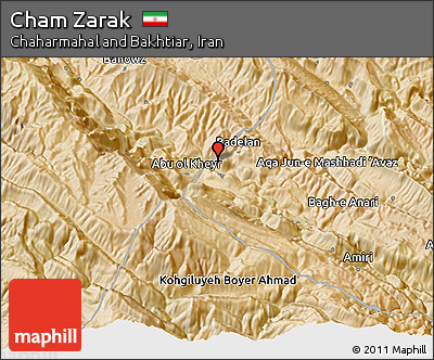 Satellite 3D Map of Cham Zarak